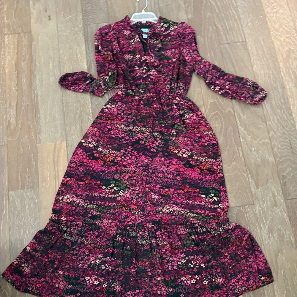 CeCe Black and Red Floral Long Sleeve Dress - Picture 8 of 8